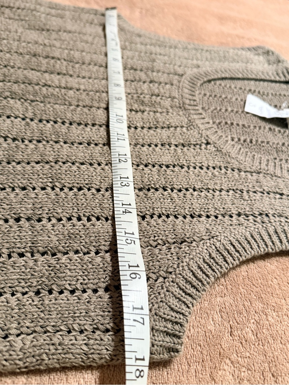LOFT Taupe Open-Knit Sleeveless Sweater Tank